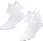 Calze con Raffa e Striscia per Ragazze - Costume da Principessa per Festa - 4-6 Anni - Bianco - Taglia Unico