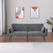 Divano letto convertibile con schienale regolabile e struttura stabile in tessuto grigio per salotto 175 × 71 × 71 cm