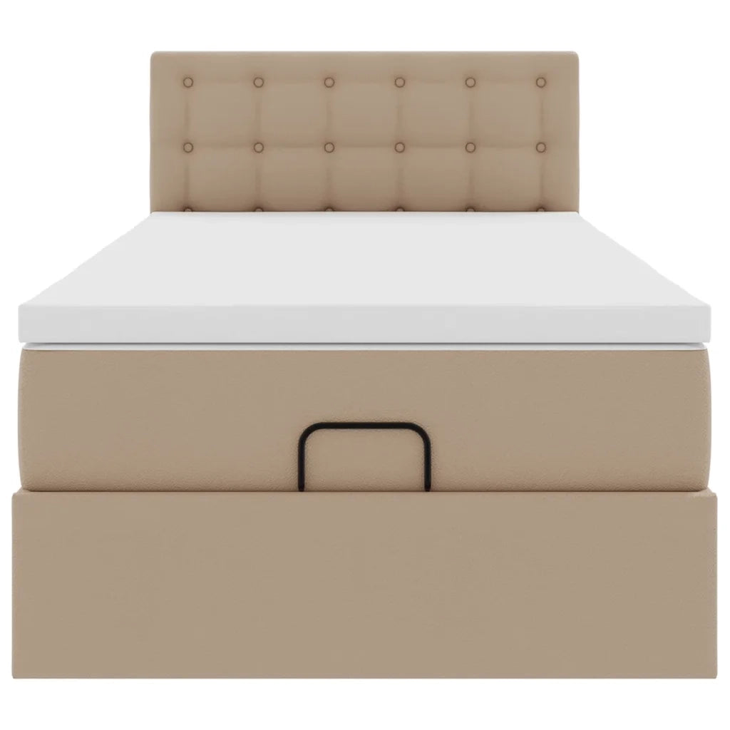 Letto Pouf con Materasso Cappucino 90x190 cm Similpelle