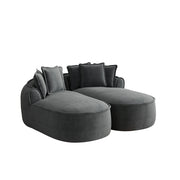 Divano modulare convertibile senza telaio in ciniglia; seduta profonda; supporto ergonomico; grigio 122 cm