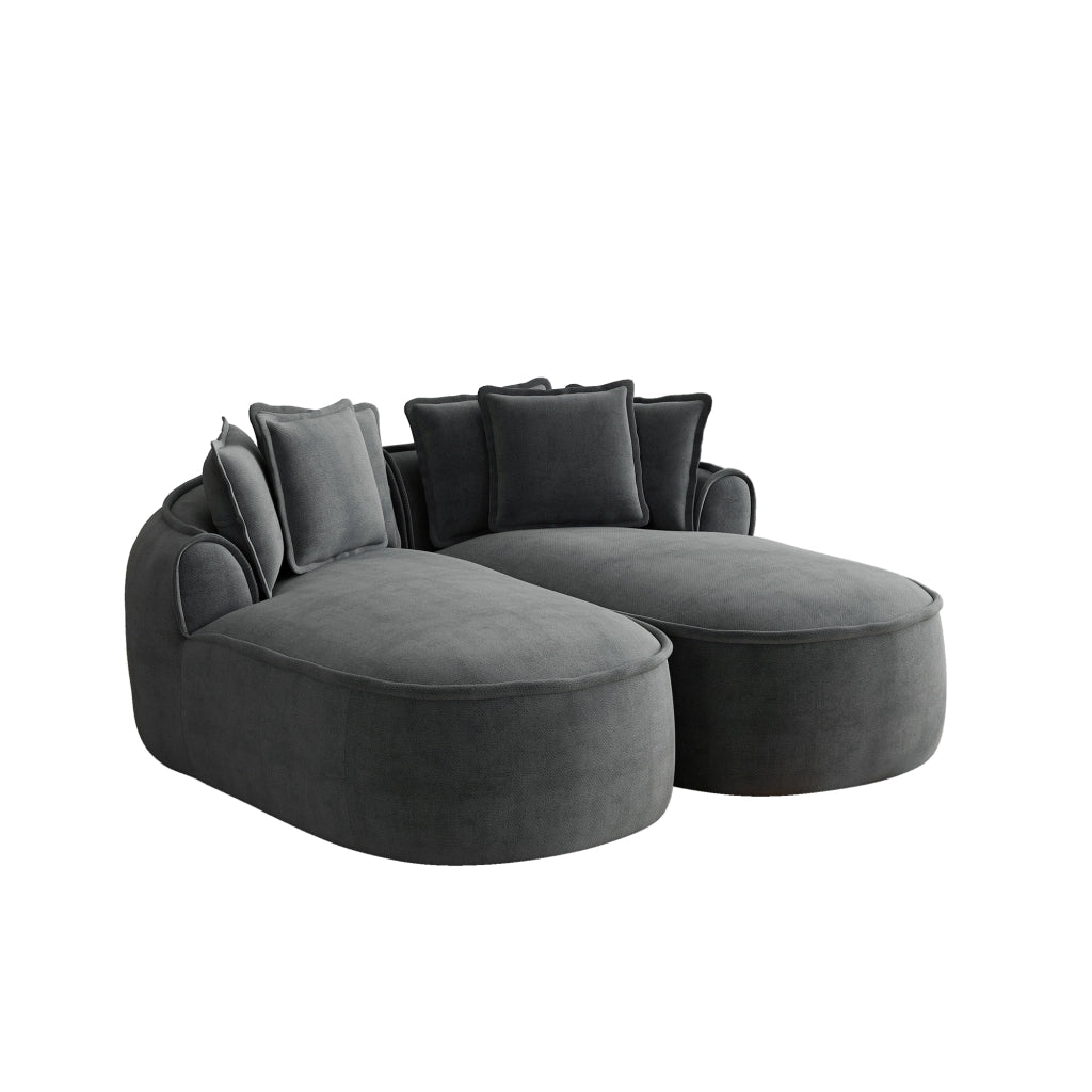 Divano modulare convertibile senza telaio in ciniglia; seduta profonda; supporto ergonomico; grigio 122 cm
