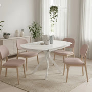 Tavolo da pranzo allungabile in ceramica effetto marmo bianco Drift 80-120x120 cm fino a 6 posti | Duzzle