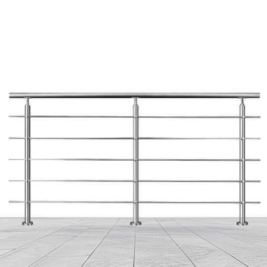 Balaustra Corrimano Ringhiera in acciaio inox 304 spazzolato 200x106cm per interni ed esterni 5 barre trasversali
