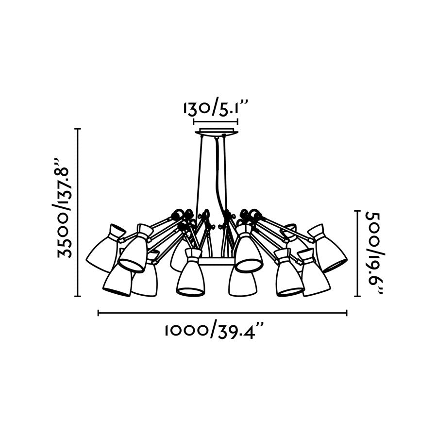 RETRO 12L Lampada sospensione nera e oro satinata