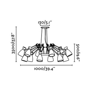 RETRO 12L Lampada sospensione nera e oro satinata