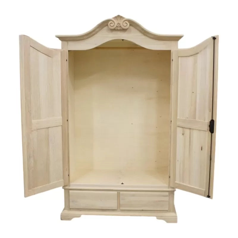 armadio classico 2 porte 2 cassetti legno grezzo 122x60x204 (1206) - Mobili 2G