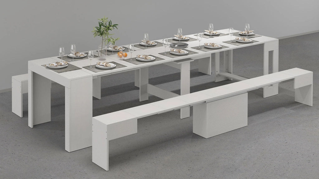 Panca Allungabile 66/290x25x45 cm Pratika Singola A Larice Bianco