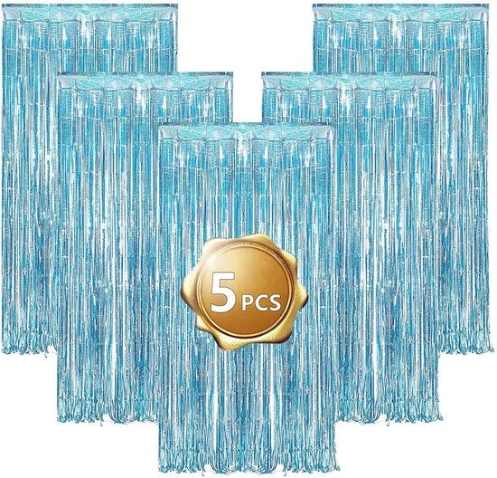 Set di tende lampeggianti in glitter azzurro chiaro da 5 pezzi