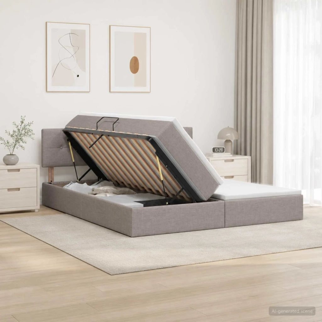 Letto con contenitore LED e materasso Tortora 180 x 200 cm 3459351