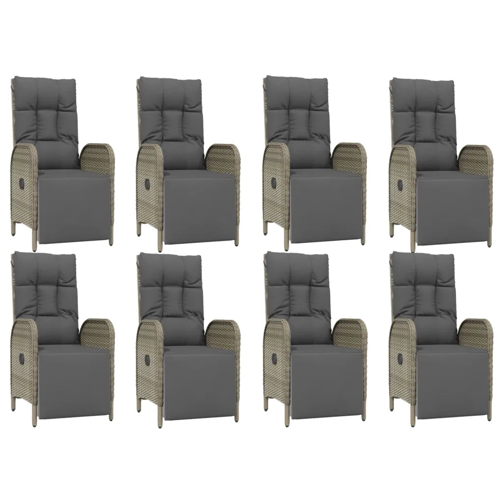 Set da Pranzo da Giardino 9 pz con Cuscini in Polyrattan Grigio 3185034