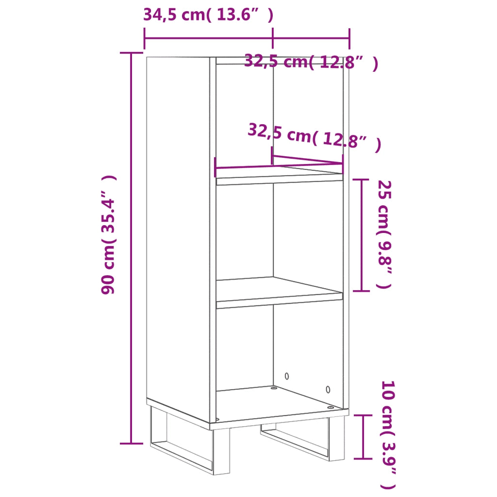 Credenza-Buffet-Armadio da cucina Bianco Lucido 34,5x32,5x90 cm in Legno Multistrato 298978