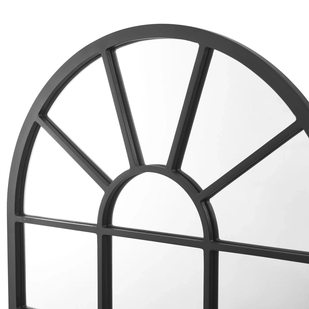 Specchio da parete arrotondato a forma di finestra 80 x 60 cm nero opaco 03_0007958