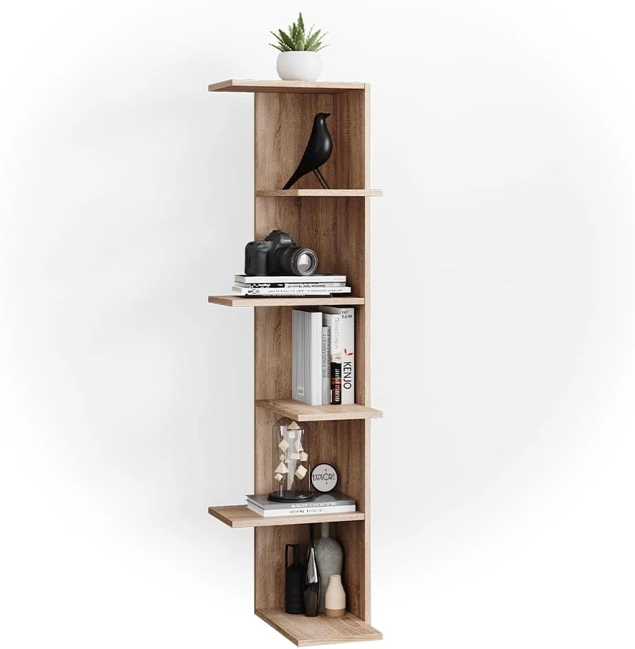 Scaffale angolare Tera, Sonoma, 37 x 140.1 cm, utilizzabile per riporre libri e oggetti decorativi