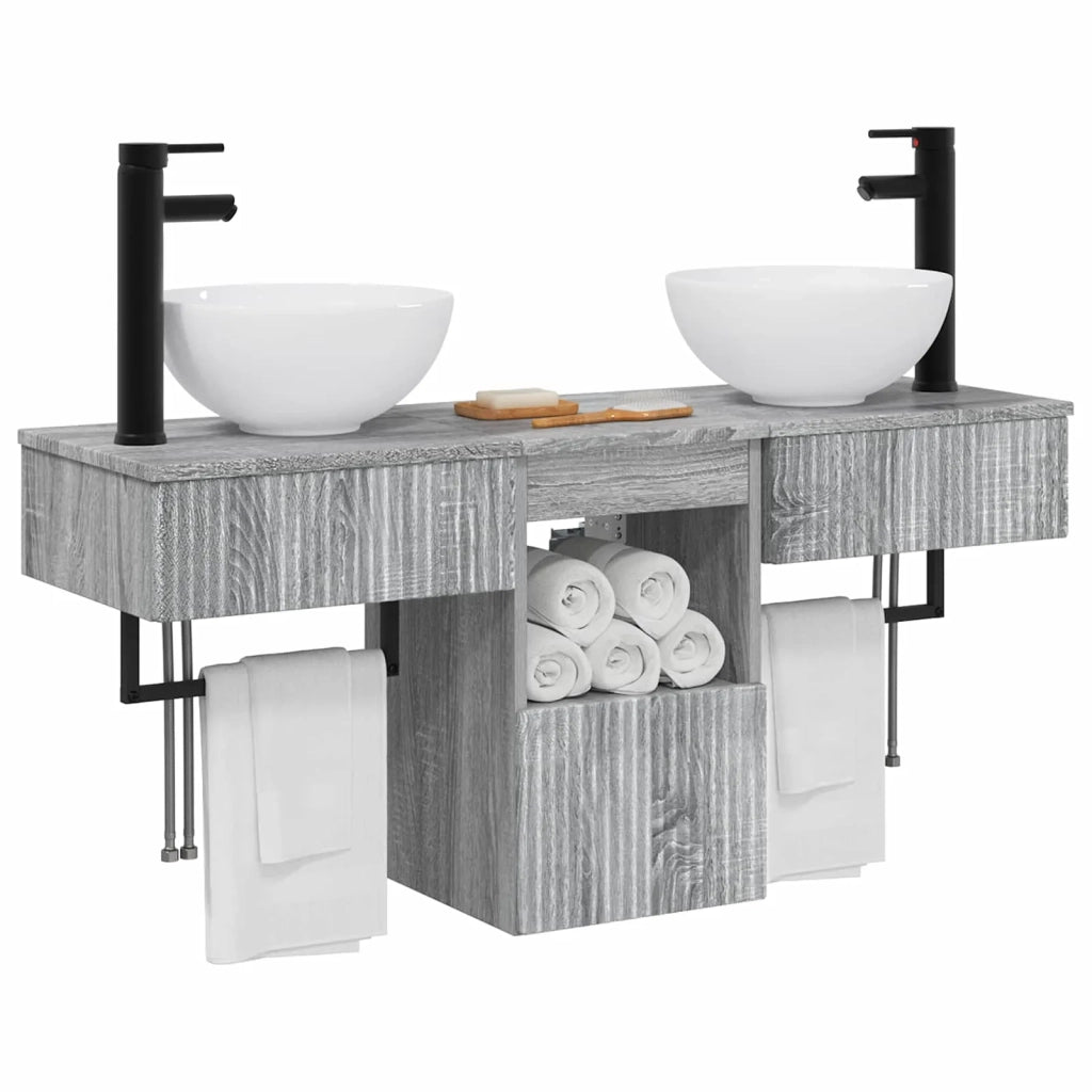 Set di mobili per il bagno 3 pz Sonoma grigio 3405583