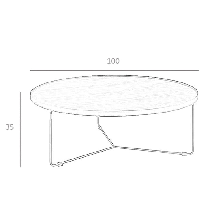 Tavolino rotondo in noce e acciaio nero