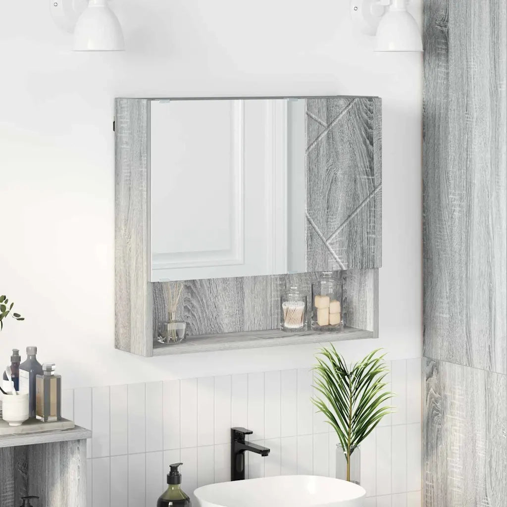 Mobiletto per specchio con porta Grigio Sonoma 59 x 17 x 55 cm 883370