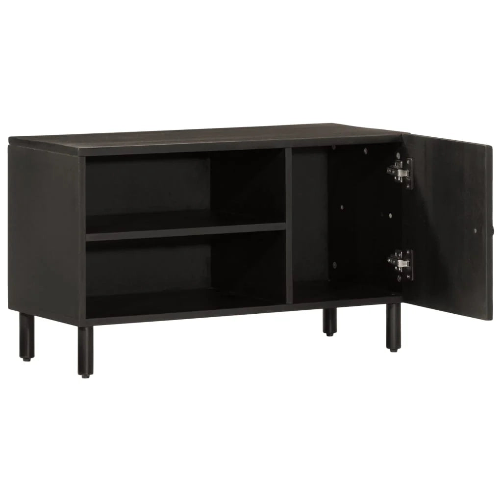 Mobile TV multimediale mensola TV credenza TV sala da pranzo soggiorno camera da letto 80 x 31 x 46 cm legno massello di mango nero 02_0026232