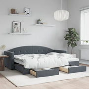 Divano Letto Estraibile Cassetti Grigio Scuro 80x200cm Velluto 3197343