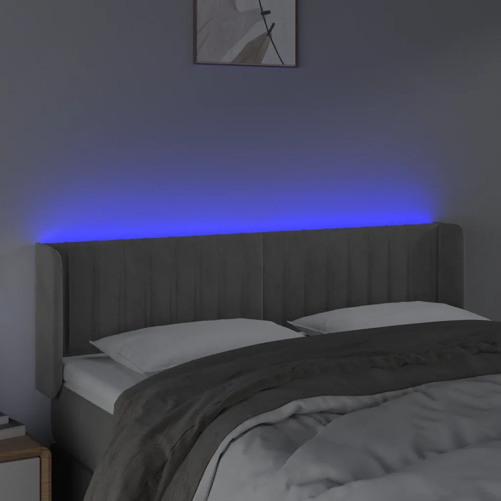 Testiera Grigio Chiaro a LED 147x16x78/88 cm in Velluto 3123522