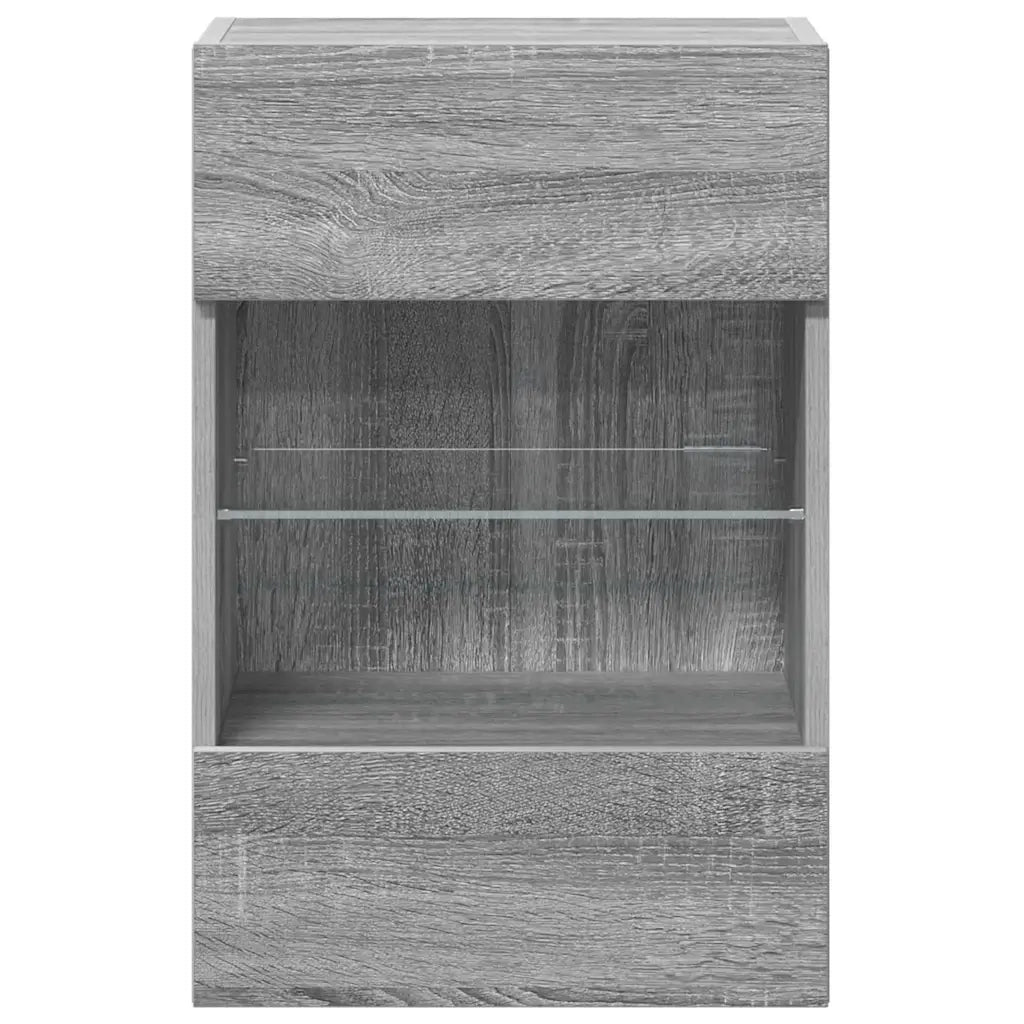 Mobili da parete con luci LED per TV 2pz-Credenza per TV Grigio Sonoma 40x30x60,5 cm