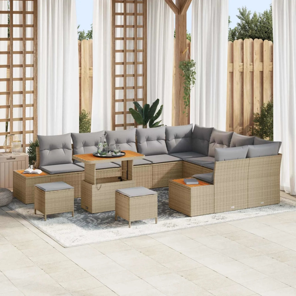 Set Divano da Giardino con cuscino 12 pcs Beige e Grigio Chiaro 3363347