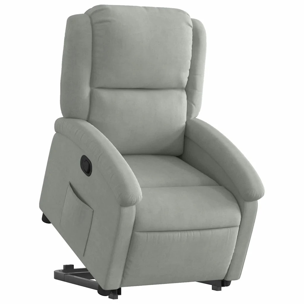 Divano Sedia-Poltrona Alzapersona Reclinabile Grigio Chiaro in Velluto 278049