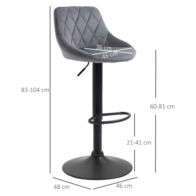 Set di 2 sgabelli da bar girevoli regolabili grigio scuro