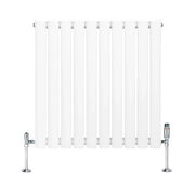 Radiatore Orizzontale Ovale 600x600mm Bianco con Valvole TRV