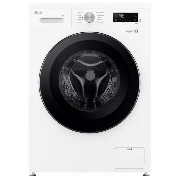LG F4NX1008NWK Lavatrice smart 8kg, Classe A, 1400 giri, 6 Motion, Allergy Care, Bianca