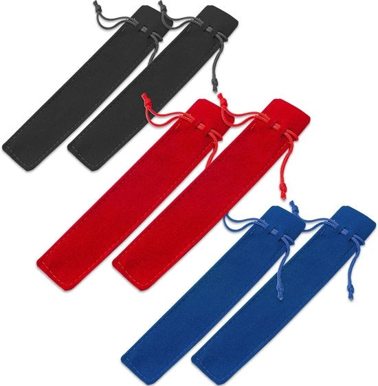 Etui in Flanella - 6 Stuks - Corda per Portachiavi - Scuola - Leggero - Materiale Sostenibile - Buona Respirabilità - Casacca per Pennarelli