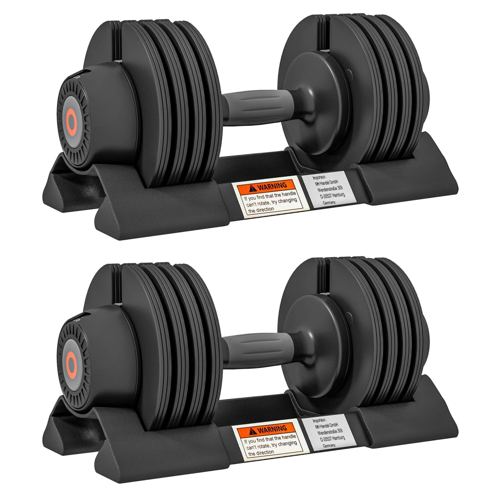 Set di manubri regolabili con porta manubri e impugnatura antiscivolo ¨C zephmum ¨C acciaio e ABS, 33x16x16 cm, nero