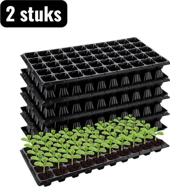 Due contenitori - Scatole per orticoltura - Scatola per innaffiare semi - 50 celle per piantagione di semi - 150 g per unità - Robusto - Adatto per piante esterne, piccole piantagioni - Ideale per steli e semi - Nero