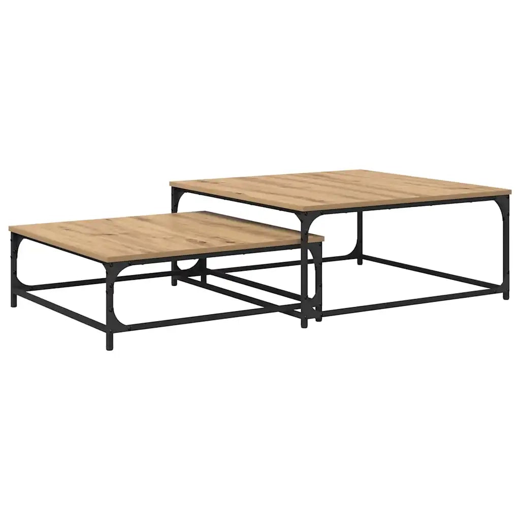 Tavolino da salotto 2 pz Rovere artigianale 80 x 80 x 35 cm 881894