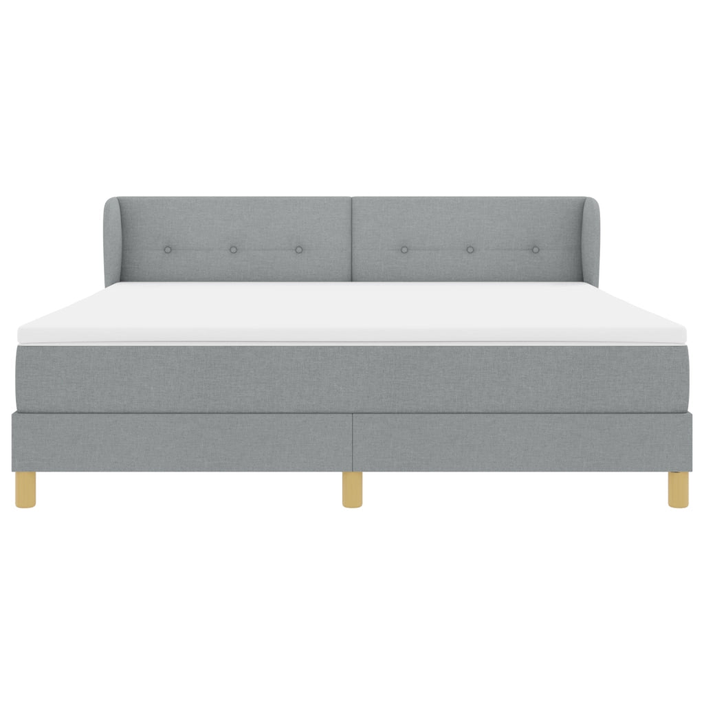 Letto Box Spring con Materasso in Grigio Chiaro, 180x200 cm, Tessuto