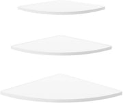 Set di 3 pannelli di supporto ad angolo in legno bianco per parete e mobile, ideale per librerie e arredamento ufficio.