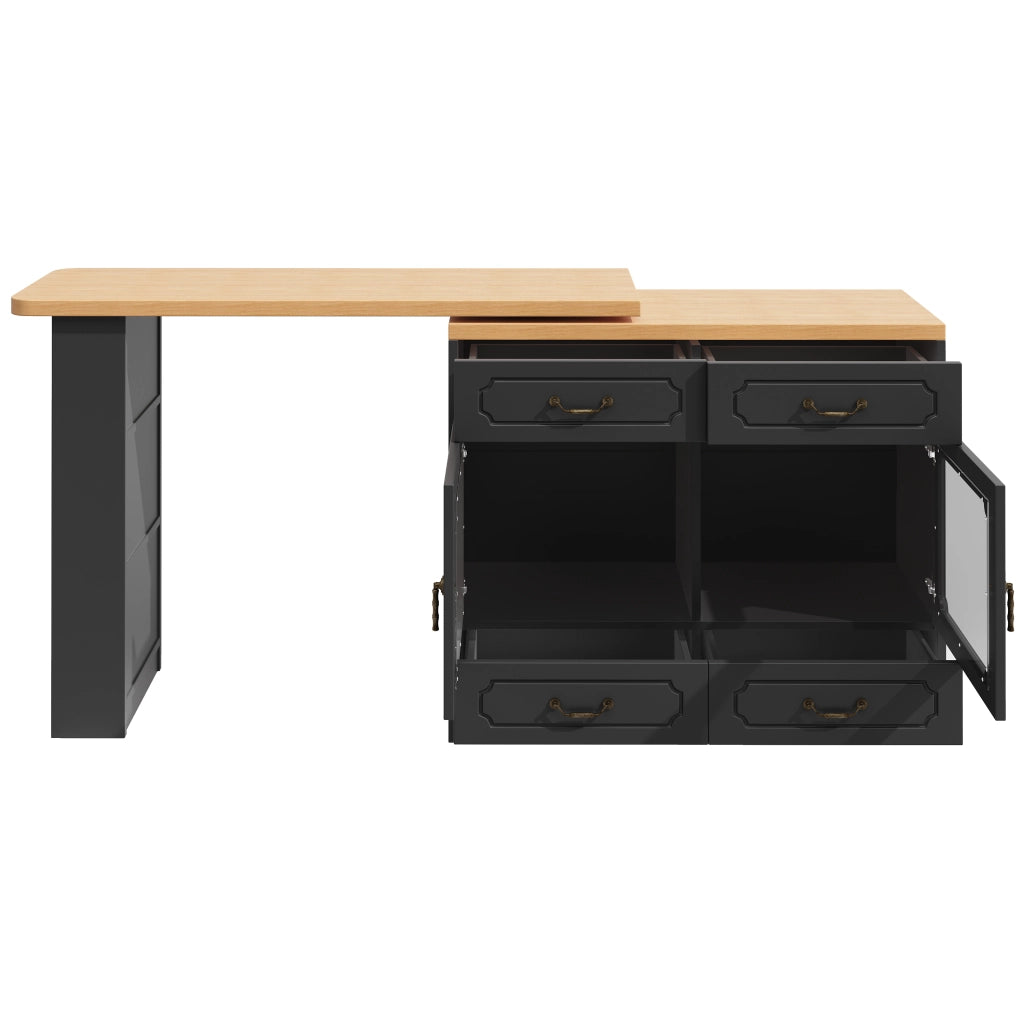 Tavolo bar estraibile con LED - Zephmum- 135-203¡Á39¡Á92.8cm, nero, 360¡ã girevole