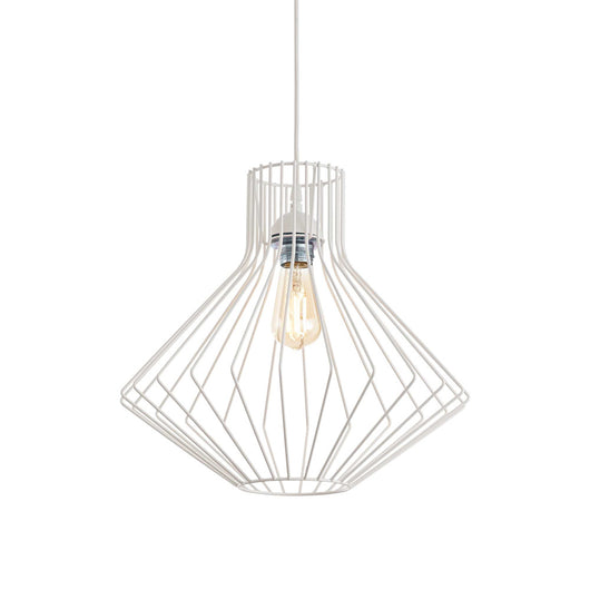 Sospensione Industrial-Minimal Ampolla-4 Metallo Bianco 1 Luce E27