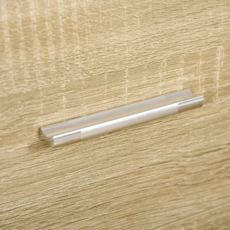 Comò con 4 cassetti e maniglie in metallo, per camera da letto e soggiorno, bianco e legno, 76 × 35 × 72 cm