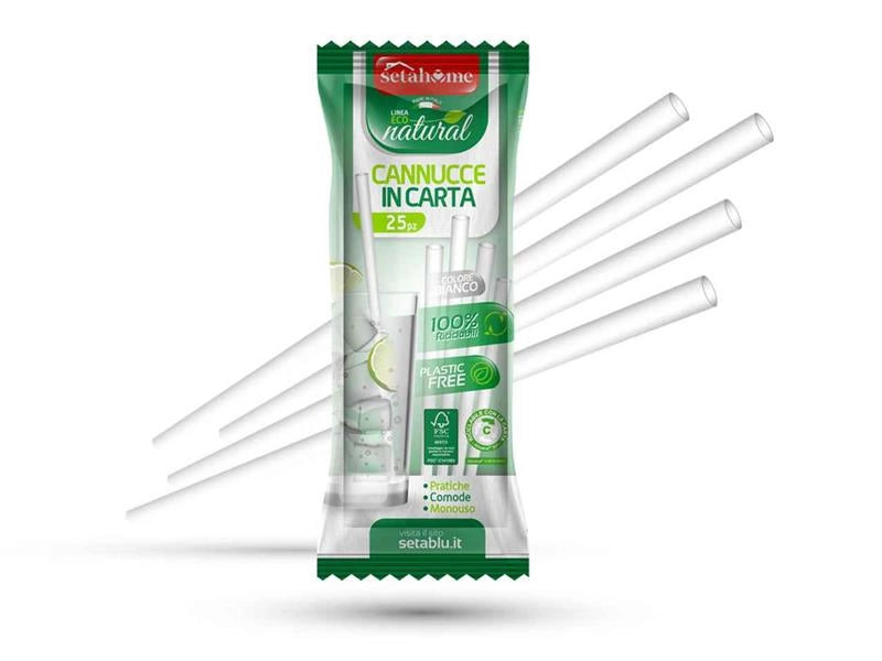 CANNUCCE RICICLABILI IN CONFEZIONE DA 25 PZ IN COLORE BIANCO