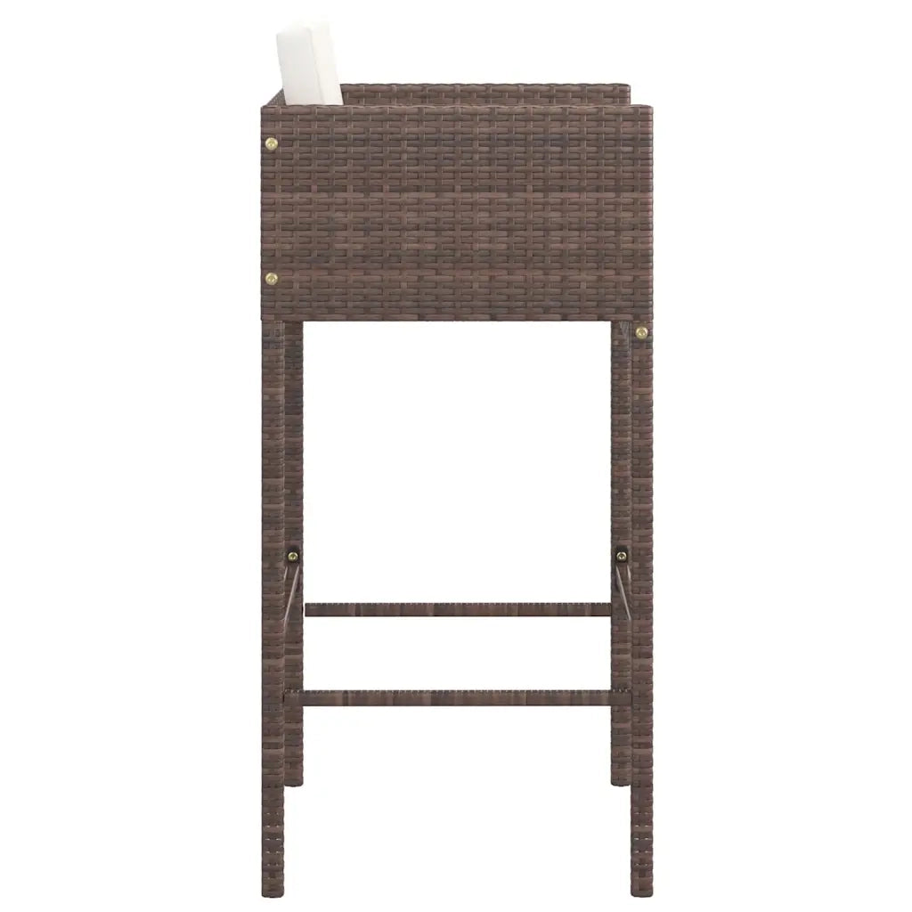 Sgabelli da Bar con Cuscini 2 pz Marroni in Polyrattan 316656