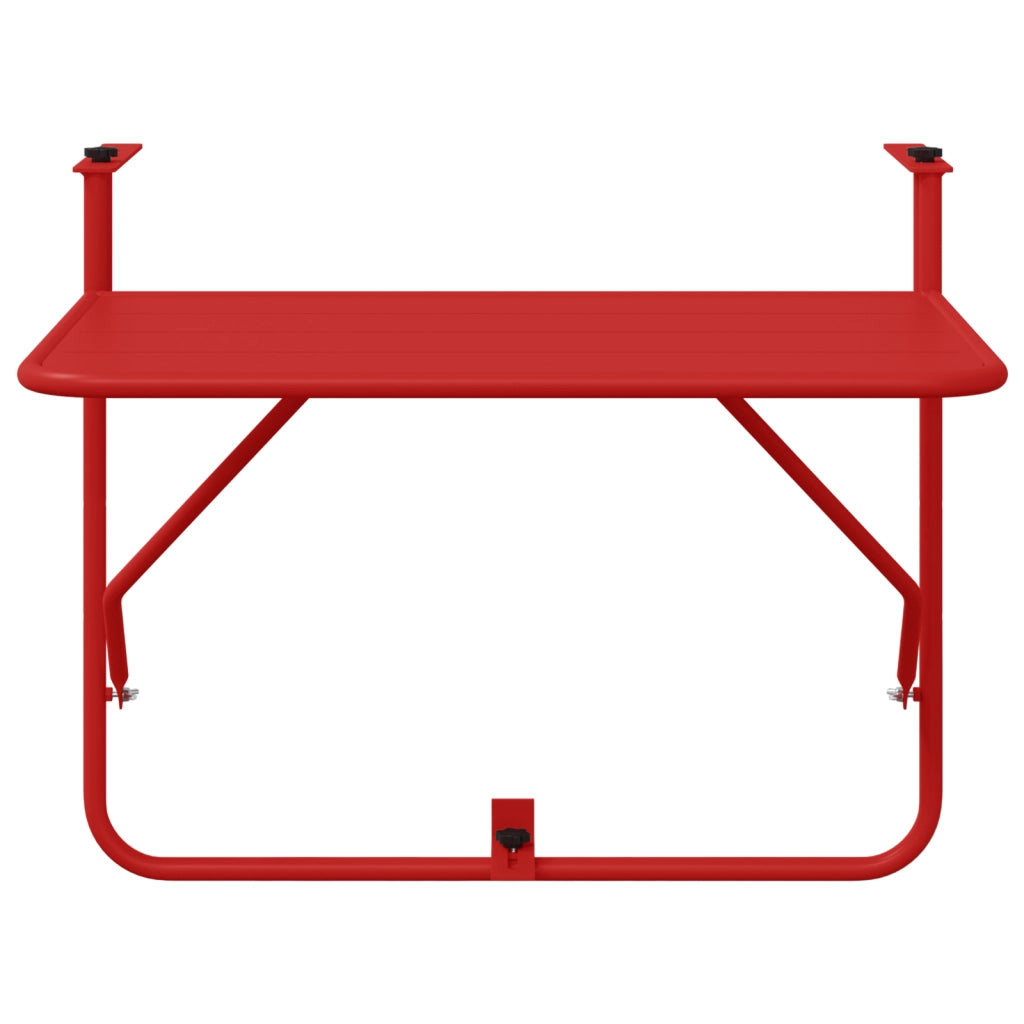 Tavolo da balcone a scomparsa rosso 60x40 cm in acciaio