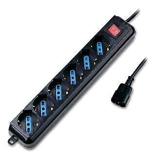 Atlantis Land P011-SL3006P-B prolunghe e multiple 1,5 m 6 presa(e) AC Interno Nero