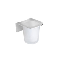 Porta bicchiere in acciaio e vetro satinato serie skyline - fissaggio biadesivo o incollo