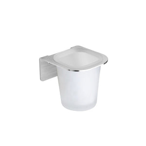 Porta bicchiere in acciaio e vetro satinato serie skyline - fissaggio biadesivo o incollo