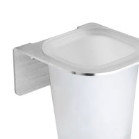 Porta bicchiere in acciaio e vetro satinato serie skyline - fissaggio biadesivo o incollo