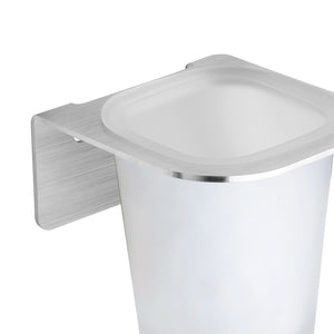 Porta bicchiere in acciaio e vetro satinato serie skyline - fissaggio biadesivo o incollo