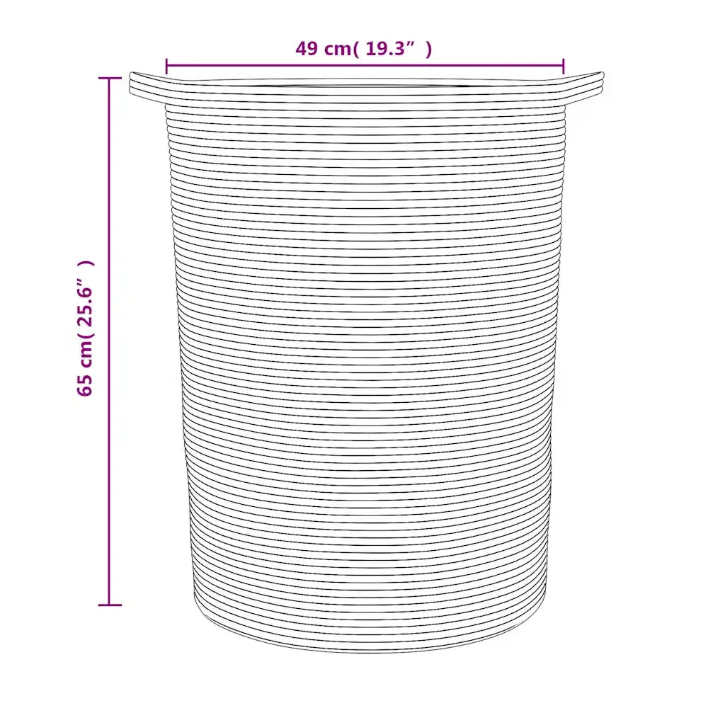 Cestino Portaoggetti Nero e Bianco Ø49x65 cm in Cotone 358495