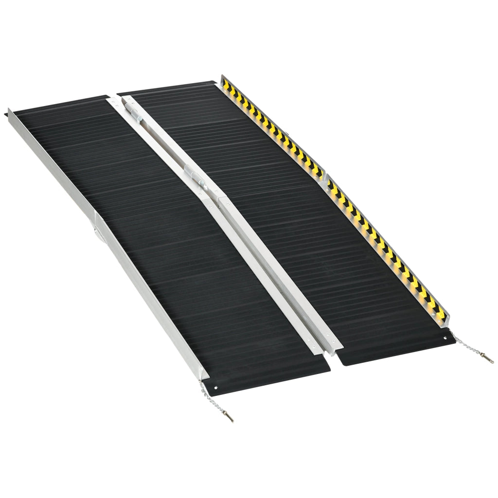 Rampa per Sedia a Rotelle Pieghevole e Antiscivolo 152x73 cm Capacità 272 kg in Alluminio