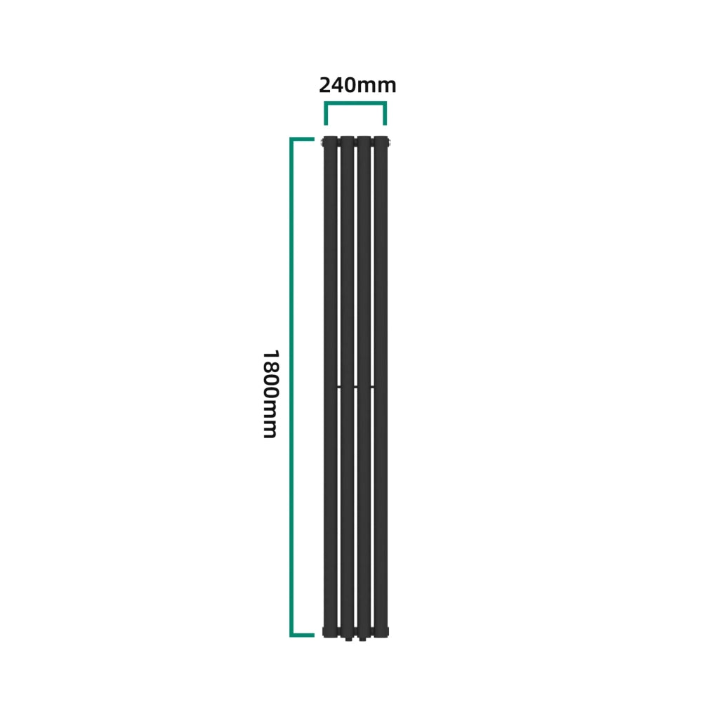 Radiatore a pannello piatto 484 watt acciaio 180 x 24 cm nero 03_0010451