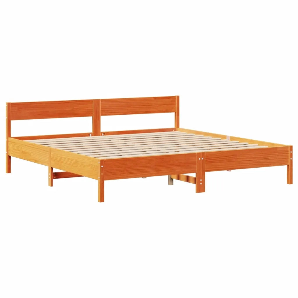 Letto senza Materasso Marrone Cera 200x200 cm in Legno di Pino 3306176